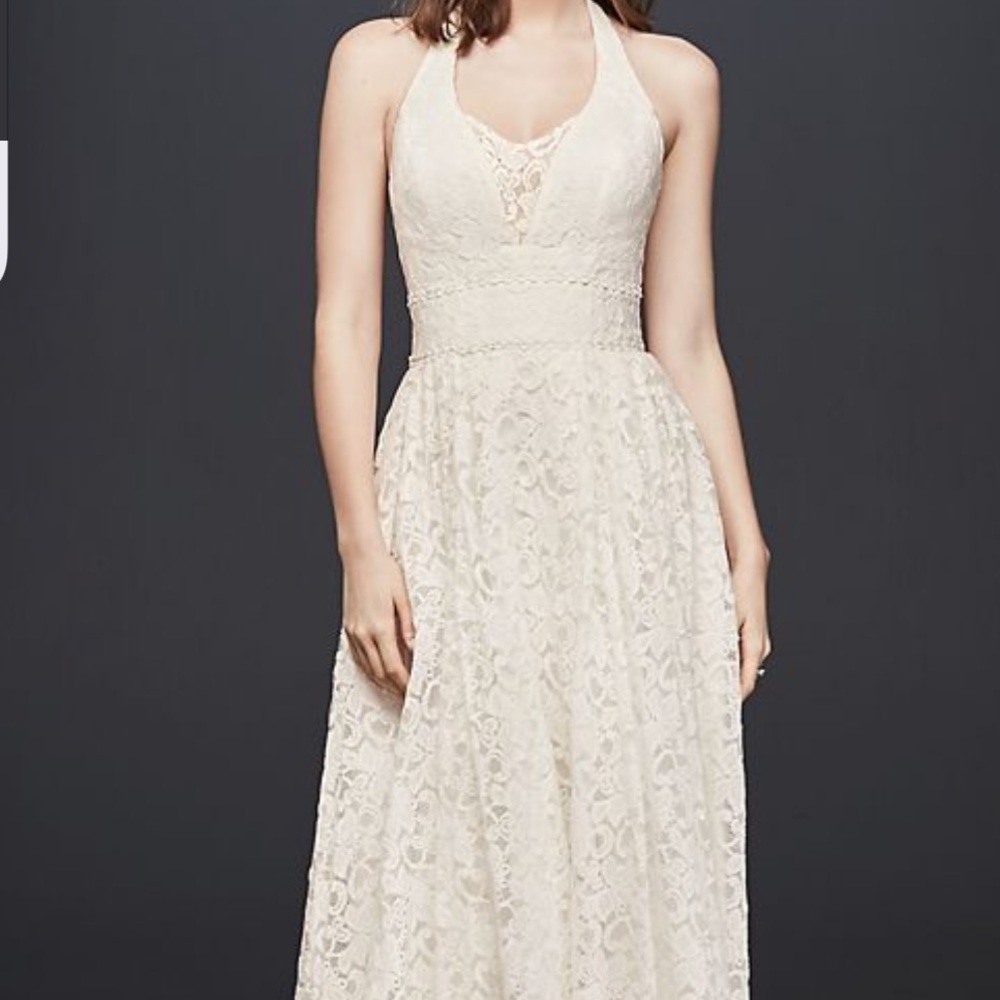 Size 14 lace Halter Wedding Dress!! It has POCKETS!!